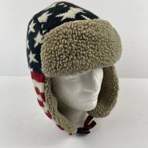 Dorfman Pacific Trapper Hat Adult OS Sherpa Lined Stars And Stripes